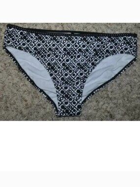 Daisy Fuentes Bikini Bottoms Womens 14 Black White Gray Studded Hipster Swimsuit